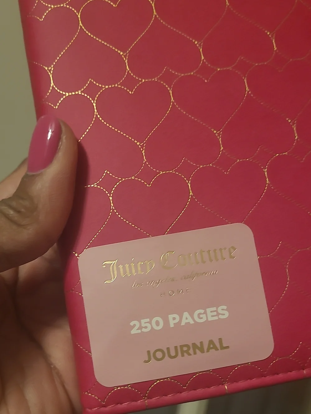 Juicy Couture Pink Quilted Heart Notebook with Gold Heart Clasp